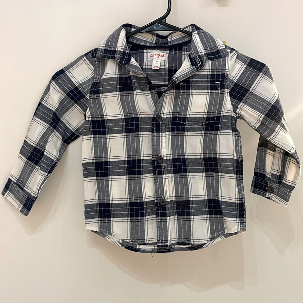 Size 3T, 100% cotton flannel, blue & white, Cat & Jack